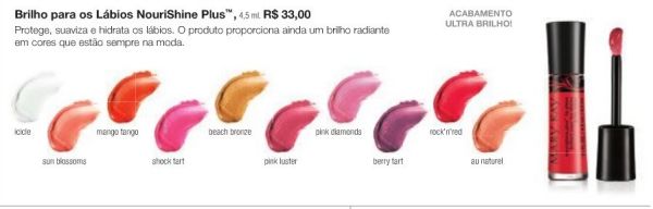 Brilho para os lábios nourishine plus